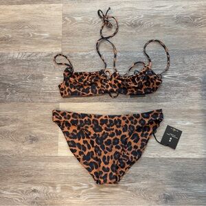 Skatie Leopard Print Bikini Set Small Top Medium Bottoms